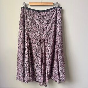 Vintage Y2K Skirt Women’s 14 Midi Purple Asymmetrical Hem Witchy Paisley‎ Mesh